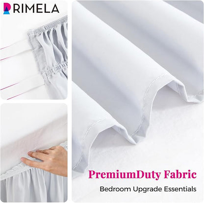 RIMELA Ice Grey Bed Skirt King Size 15 Inch Drop, Elastic Bed Skirting for Bed Base and Frame, Bedding Dust Ruffle Easy to Install, Lightweight Wrap Around Adjustable Bedskirt