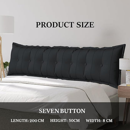 Large Bolster Reading Pillow Twin XL Backrest Positioning Support Pillow Daybed Cushion Headboard Pillows for Bed Bunk Sofa with Removable Cover, Black, 39 x 3 x 20 Inch