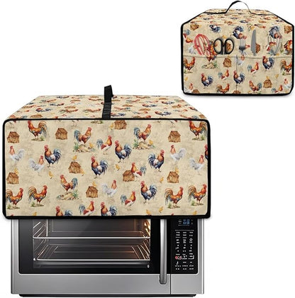 Rooster Chicken Chick Print Waterproof Toaster Oven Cover Heavy Duty Microwave Oven Dust Cover Dust-Proof Universal Kitchen Machine Covers Suitable for Most Microwave Ovens, M