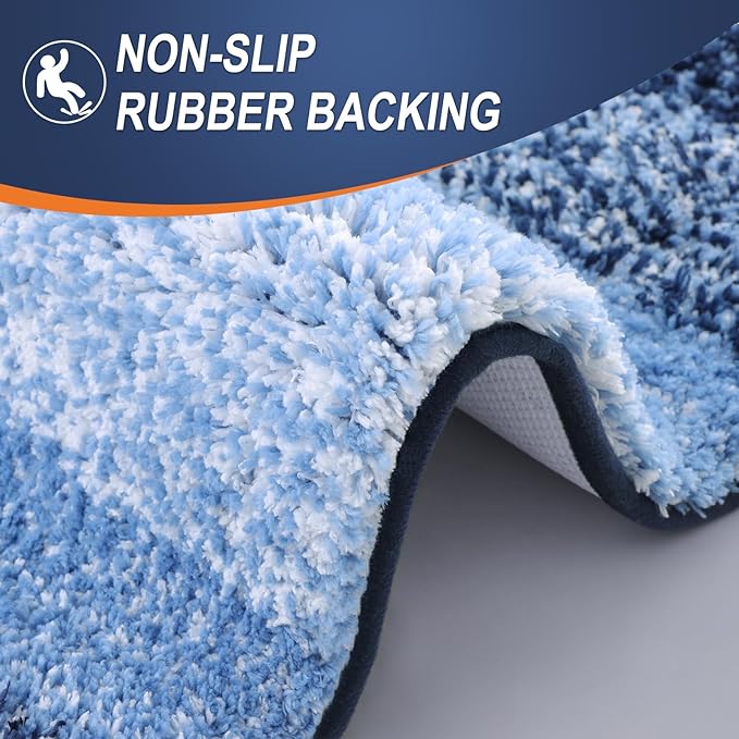 OLANLY Bathroom Runner Rugs 54x24, Extra Soft Absorbent Microfiber Bath Rugs, Rubber Backing, Quick Dry, Machine Washable Bath Mats for Bathroom Floor, Tub and Shower, Home Decor Accessories, Navy