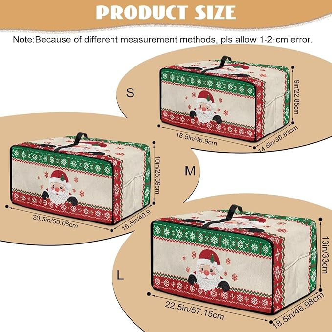 Christmas Countertop Convection Oven Cover Decorative Air Fryer Toaster Oven Dust Cover for Winter Holiday Home Kitchen Indoor Decor, M, Santa Claus Snowflake Red Green Beige