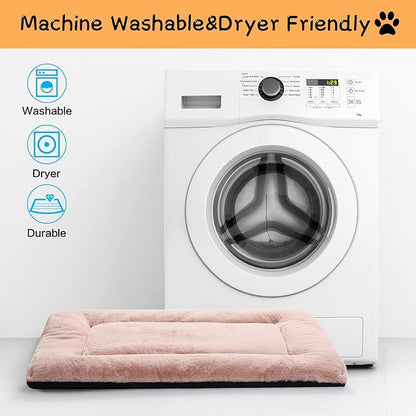 Dog Beds Crate Pad for Medium Dogs Fit Dog Crates,Washable & Anti-Slip Kennel Pad for Dogs Cozy Sleeping Mat,Pink 30inch