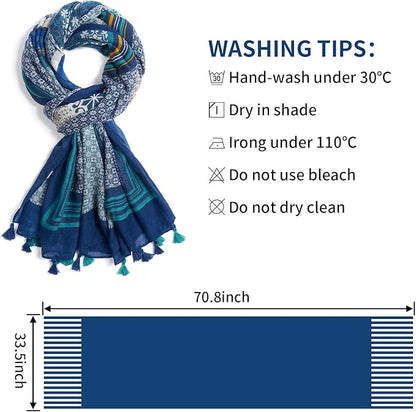 Scarf for Women Lightweight Soft Floral Leopard Printed Scarves Fall Winter Fashion Shawl Wrap with Fringe