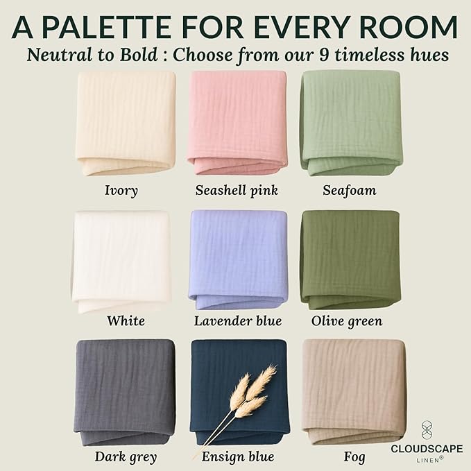 Cloud Scape Linen Oversized 4 Layer Muslin Blanket Twin Size - 100% Cotton, Lightweight & Breathable All Season Gauze, Pre-Washed, for Bed, Couch, fits Twin XL Bed,68x92, Beige Fog