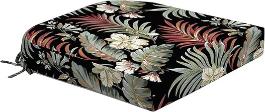 Arden Foam Outdoor Round Back Seat Cushion, 20 x 19, Made with ProFoam, Rain-Proof, Fade Resistant, Simone Black Tropical