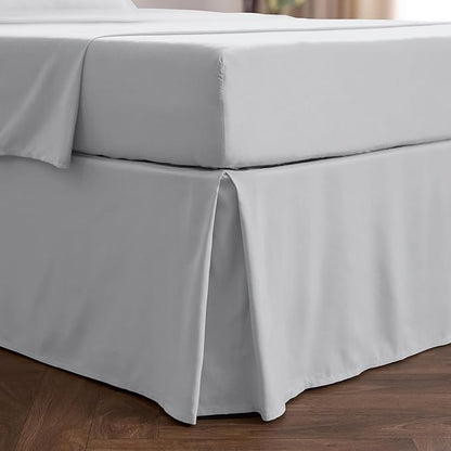 Mellanni Bed Skirt Twin XL Size - Bed Skirting - 15-Inch Tailored Drop Pleated Dust Ruffle - Hotel Luxury Bedding - Wrinkle, Fade, Stain Resistant - 1 Bedskirt (Twin XL, Light Gray)