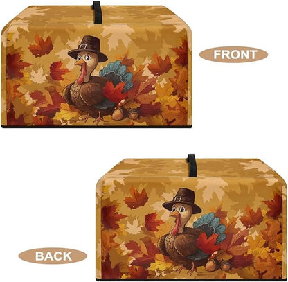 Microwave Oven Dust Cover, Thanksgiving Turkey Waterproof Polyester Dust Cover for Microwave Oven for Most Standard Microwaves Easy to Clean