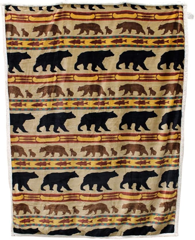 CARSTENS, INC. Ultra Premium Super Soft Plush Sherpa Fleece Oversized Throw Blanket 54" x 68", Bear Family