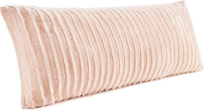 BEDELITE Body Pillow Cover with Zipper Closure, Decorative Boho Fleece Pillowcase 20 x 54 Inches, Luxury Fluffy Plush Long Body Pillow Pillowcase for All Seasons(Coral-Boho)