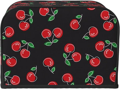 Red Black Cherry 4 Slice Toaster Cover, Waterproof Toaster Dust Cover Bread Maker Protective Cover For Small Kitchen Appliance Dining Room Table Home Decor Gifts