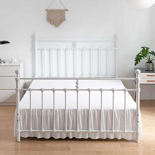 Tufted Dot Bed Skirt Twin Size,Ruffled Bed Skirt with Split Corners, Twin Bed Skirt 16 Inch Drop, Boho Twin Size Bed Skirt White for Ruffled Bed Skirt with Split Corners, Bed Skirt Twin Size