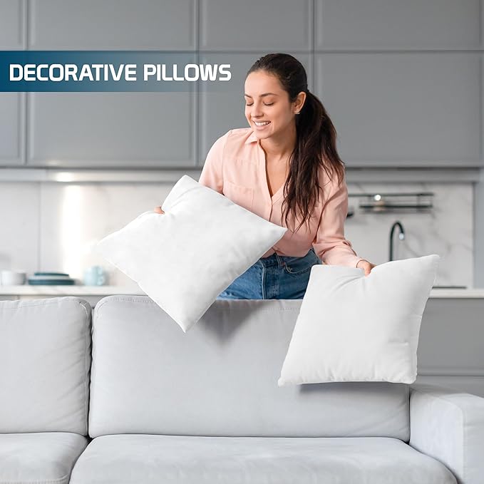Utopia Bedding Throw Pillows (Set of 4, White), 16 x 16 Inches Pillows for Sofa, Bed and Couch Decorative Stuffer Pillow