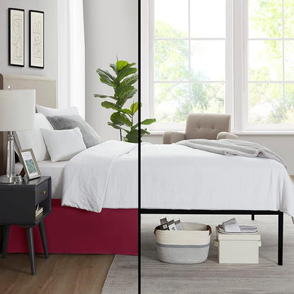 Nestl Red Heaven Bed Skirt Cal King Size - Cal King Bed Skirt 14 Inch Drop - Brushed Microfiber Bed Skirts - Hotel Quality Pleated Bed Skirt - Shrinkage & Fade Resistant