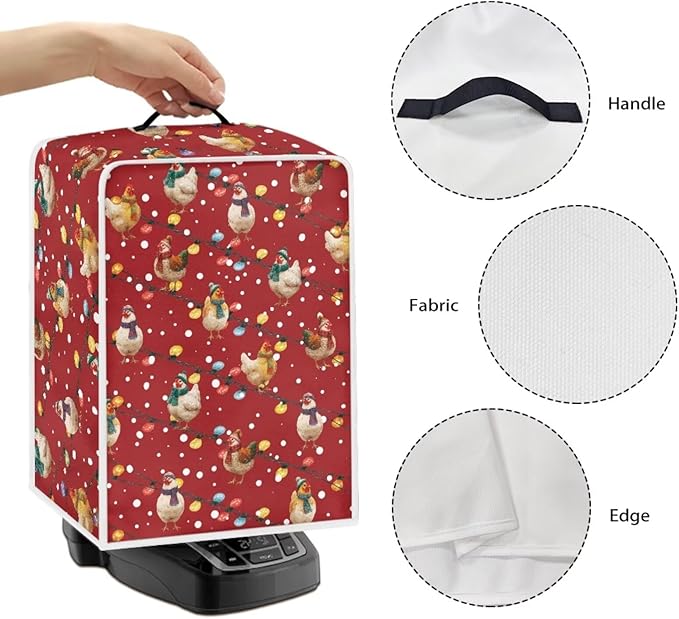 Christmas Rooster Coffee Maker Cover Protector for Small Appliance Decor Kitchen Dustproof Mixer Protection