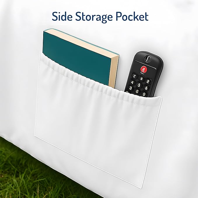 Degrees of Comfort Twin Sheet Set for Air Mattress – Extra Deep Pocket Fitted Sheet up to 22”, 4-Piece Bedding Sets with Dual Side Storage Pockets,Soft & Wrinkle-Free, Breathable Fabric, White