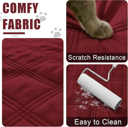 Smiry Waterproof Dog Bed Cover Blanket 30x53, Soft Reversible Pet Blanket, Washable Leakproof Cats Dogs Couch Cover for Sofa, Couch, Furniture, Lattice, Wine Red/Beige