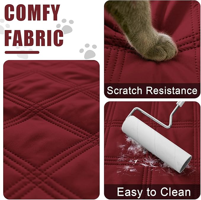 Smiry Waterproof Dog Bed Cover Blanket 52x82, Soft Reversible Pet Blanket, Washable Leakproof Cats Dogs Couch Cover for Sofa, Couch, Furniture, Lattice, Wine Red/Wine Red