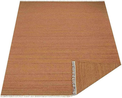 Rugsotic Carpets Hand Woven Flat Weave Kilim Wool 3'x5' Area Rug Solid Orange D00111