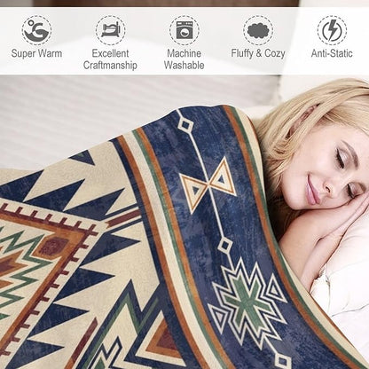 Native Throw Blanket, Southwest Tribal Aztec Pattern Vintage Abstract Ethnic Geometric Print Couch Sofa Bed Plush Throw Blanket 30"x40"