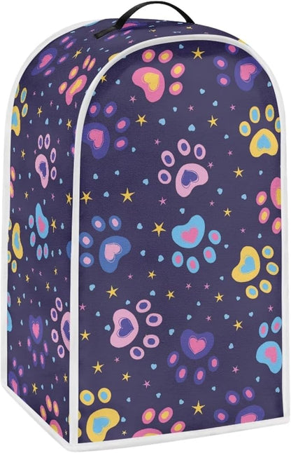 Colorful Paw Print Blender Dust Cover for Stand Mixer or Coffee Maker Appliance, Anti Fingerprint Polyester Dust Proof Stain Resistant Blender Covers for Home Kitchen