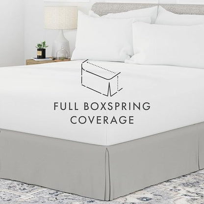 Linen Market Bed Skirt - Ultra Soft Microfiber - Easy Fit with 14" Tailored Drop - Hotel Quality, Shrinkage & Fade Resistant - Bed Cover - Full Size Bed Skirts - Bedroom Décor - (Full, Light Gray)