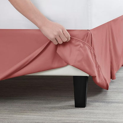 Nestl Pink Clay Bed Skirt Cal King Size - Cal King Bed Skirt 14 Inch Drop - Brushed Microfiber Bed Skirts - Hotel Quality Pleated Bed Skirt - Shrinkage & Fade Resistant