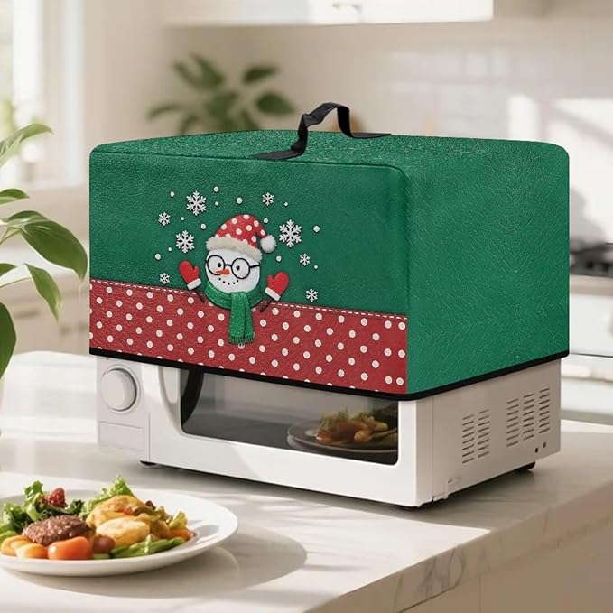 Microwave Oven Universal Dust Cover, Christmas Snowman Waterproof Polyester Fabric Dust Cover Heat-Resistant Air Fryer Dust Cover Appliance Airfryer Dust Jacket