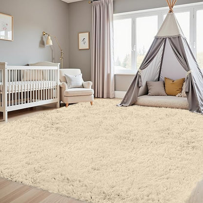 5x7 Area Rugs for Living Room Rug: Soft Fluffy Shag Beige Rugs for Bedroom, Non-Slip Large Fuzzy Plush Rug Indoor Floor Carpet for Nursery Kids Boys Girls Room, Dorms, Playroom, Modern Home Decor