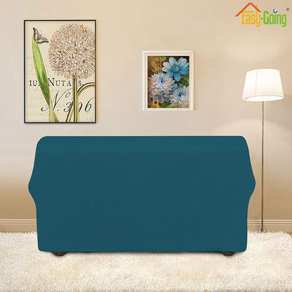 Easy-Going Stretch Loveseat Slipcover 1-Piece Sofa Cover Furniture Protector Couch Soft with Elastic Bottom for Kids Polyester Spandex Jacquard Fabric Small Checks (Loveseat, Peacock Blue)