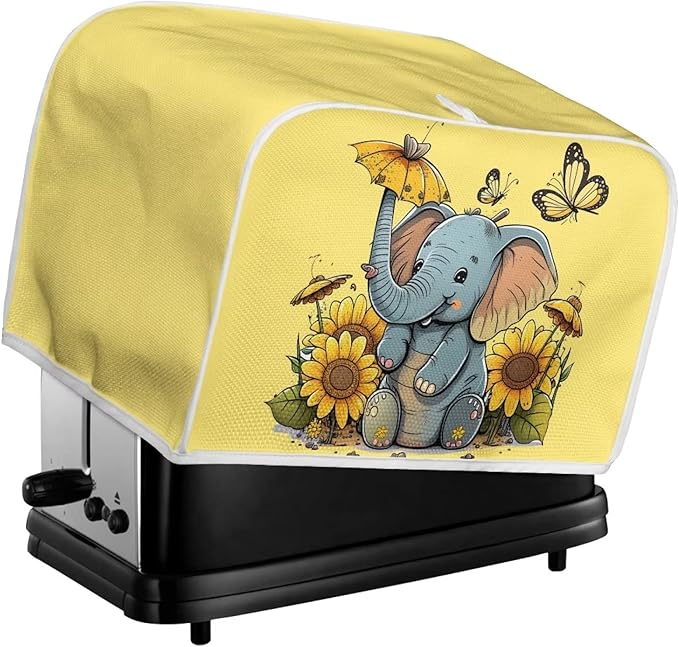 ZFRXIGN Elephant Sunflower Toaster Cover 2 Slice Small Appliance Covers Kitchen Microwave Oven Dust Cover Case Protector Waterproof Toaster Covers Butterfly Yellow