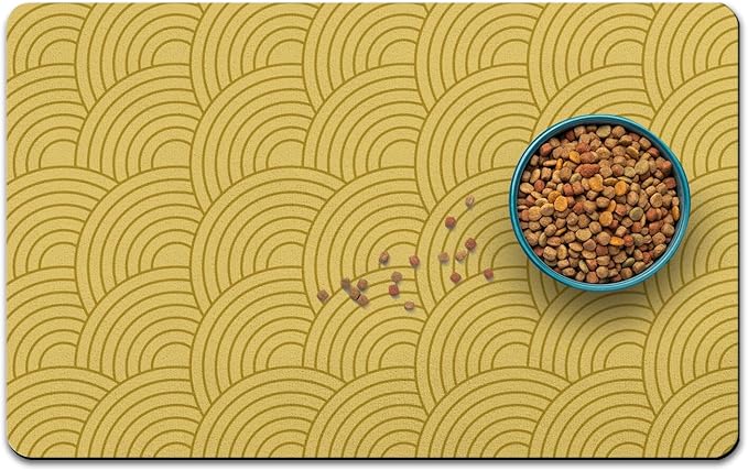 Dog Food Mat for Floors, Absorbent and Quick-Drying Pet Cat Food Mat,Anti-Fouling and Easy-to-Clean Pet Feeding Mat,Dog Bowl Mats for Messy Drinking Water Bowls.16x24inch Boho Style