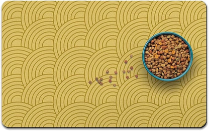 Dog Food Mat for Floors, Absorbent and Quick-Drying Pet Cat Food Mat,Anti-Fouling and Easy-to-Clean Pet Feeding Mat,Dog Bowl Mats for Messy Drinking Water Bowls.12x20inch Boho Style