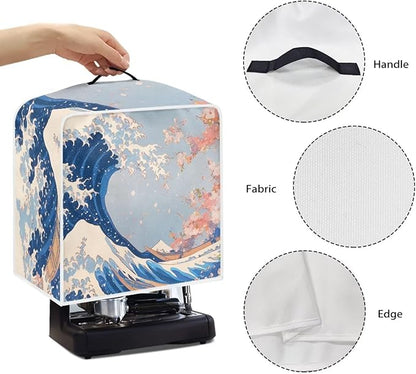 Coffee Maker Cover For Kitchen With Top Handle Waterproof Dust Appliance Cover Suitable For Most Coffee Machine Models The Great Wave off Kanagawa