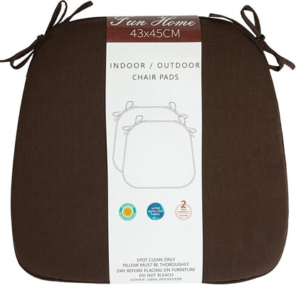Outdoor Chair Cushions Set of 2,Patio Seat Cushion 17"x16"x2",U-Shaped Dining Chair Cushion 17 by 16 Inch,Water Resistant,Fade-Resistant Chair Pads for Kitchen Garden Furniture(Chocolate Brown)