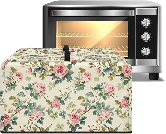 Microwave Cover, Rose Microwave Dust Cover Waterproof Microwaves Oven Covers Microwaves Accessories Decorative Kitchen Appliance Cover for Air Fryer Toaster