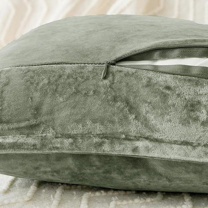 Luxurious Velvet Throw Pillow Covers 20x20 Set of 2 Decorative Pillow Covers Solid Square Cushion Case for Sofa Couch Bedroom Farmhouse, Army Green