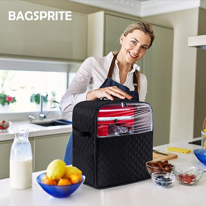 BAGSPRITE Stand Mixer Cover with Appliance Sliders Base Compatible with KitchenAid Mixer-Storage Bag for 4.5/5 Quart with Pockets for Kitchen Aid Accessories and Attachments
