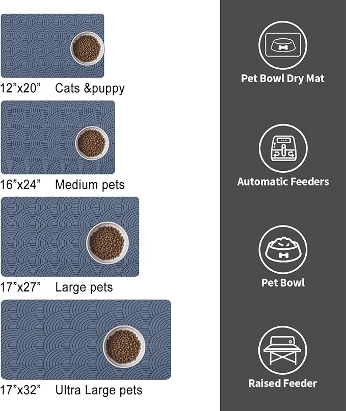 Dog Food Mat for Floors, Absorbent and Quick-Drying Pet Cat Food Mat,Anti-Fouling and Easy-to-Clean Pet Feeding Mat,Dog Bowl Mats for Messy Drinking Water Bowls.16 x24inch Boho Style