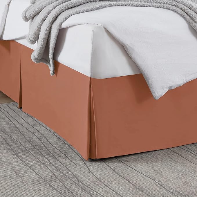 Nestl Rust Twin XL Bed Skirt - Twin XL Size Bed Skirt 14 Inch Drop - Brushed Microfiber Bed Skirts - Hotel Quality Pleated Bed Skirt - Shrinkage & Fade Resistant