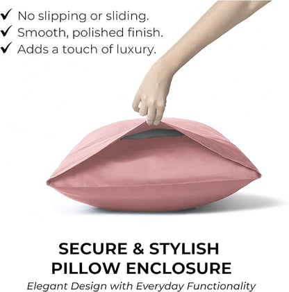 100% Natural Cotton Bed Sheets | 500 TC Single-Ply Sateen Weave Twin Sheets Set | Soft, Breathable, Hypoallergenic Solid 3-Piece Bedding with Deep Pocket Fitted, Flat, Pillowcase | Blush