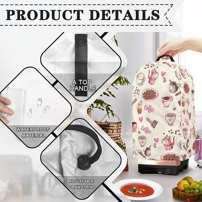 Pink Coffee Blender Cover for Kitchen Stand Mixer Food Processor Coffee Maker Appliance with Dust Cover Hood Case for Home Kitchen Indoor