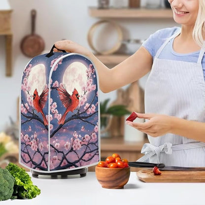 Talayituse Cardinal Cherry Blossom Moon Print Blender Dust Cover, Fingerprint Protection Cover for Stand Mixer or Coffee Machine, Home Kitchen Appliance Covers for Stain Dust Resistant Supplies