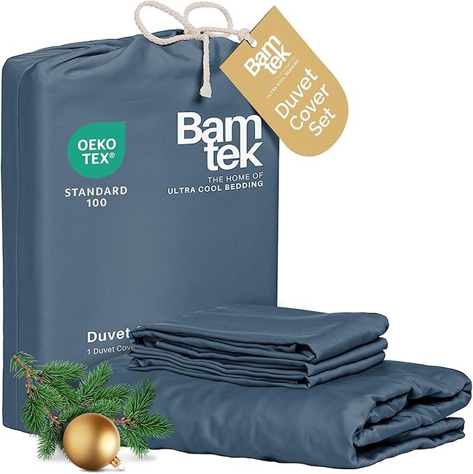 Duvet Cover Set - 100% Viscose Derived from Bamboo Duvet Cover King Size, 3 PC Luxury Cooling Duvet Cover for Hot Sleepers, Silky Buttery Soft Comforter Cover & 2 PC King Pillowcases, Storm