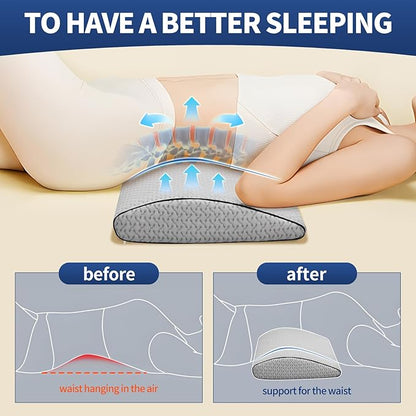 Lumbar Support Pillow for Back Pain Relief - 23.6"x11.8" Bed Rest Pillow for Side, Back & Stomach Sleepers(Grey)