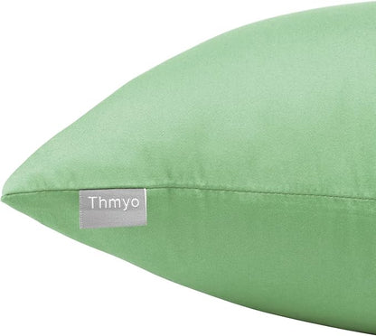 Thmyo 4-Pack 100% Cotton Comfortable Solid Decorative Throw Pillow Case, Square Cushion Cover Pillowcase Sublimation Blank Pillow Covers DIY Throw Pillowcase for Couch(18x18 inch/ 45x45cm,Sage Green)