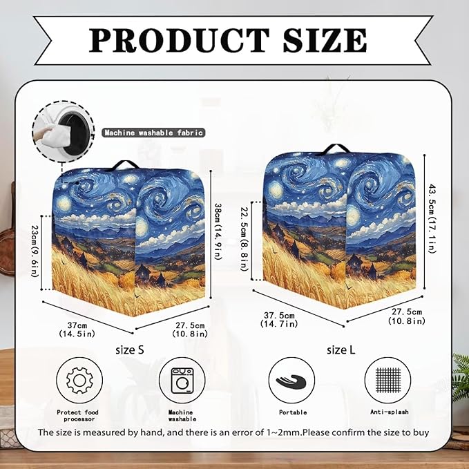 Blue Starry Night Print Mixer Cover Kitchen Aid Cover Dust Covers with 2 Pocket and Handle Kitchen Appliance Coffee