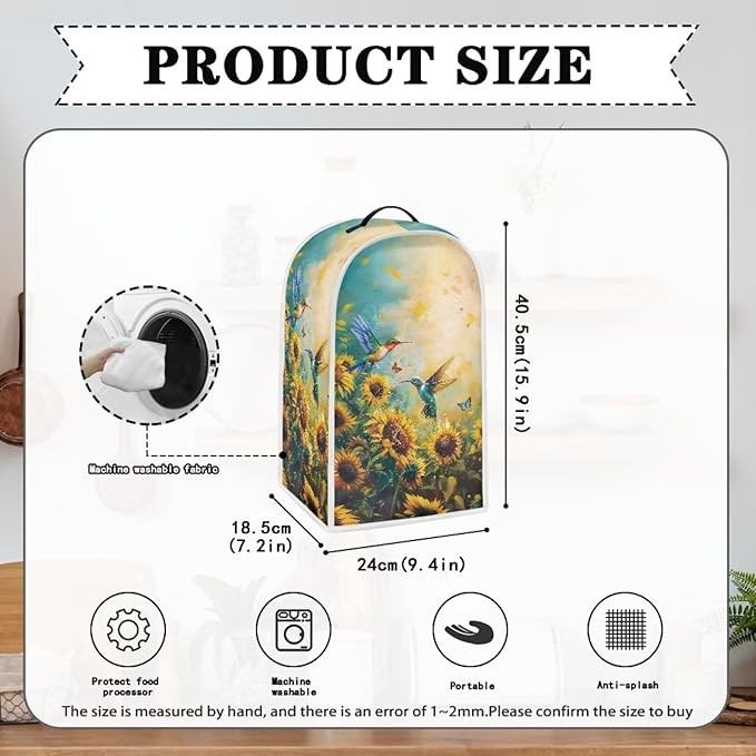 Blender Covers for Kitchen, Stand Mixer or Coffee Maker Appliance Dust Covers with Handle for Home Kitchen Decor, Sunflower Birds Print