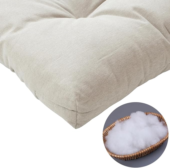 FUNHOME Outdoor Bench Cushion 42 x18 inch with Non-Slip Grips,Water Resistant Porch Swing Cushion,Bench Pillow Pads,Tufted Cushions for Patio Garden Furniture,42" Seat Cushions(Light Brown)