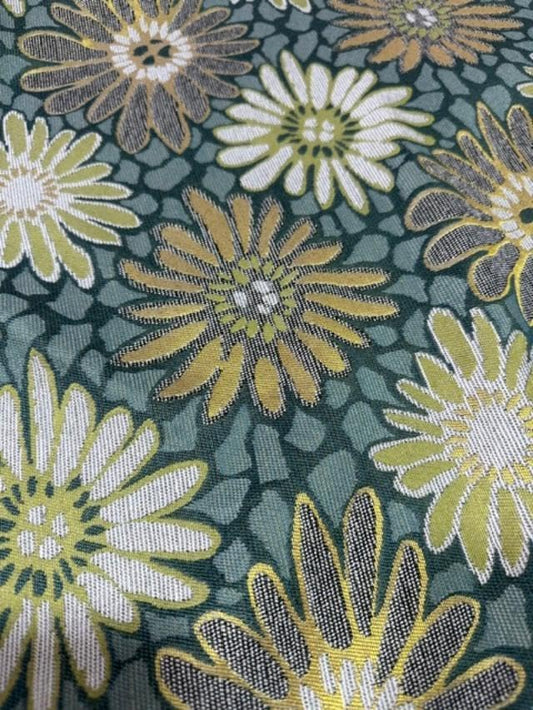 OctoRose 3 Side Zipper Upholstery Thick Linen Tweed Futon Cover Slipcover Sofa DayBed Mattress Cover (Cover ONLY) (Chenille-Daisies-Green, Full)