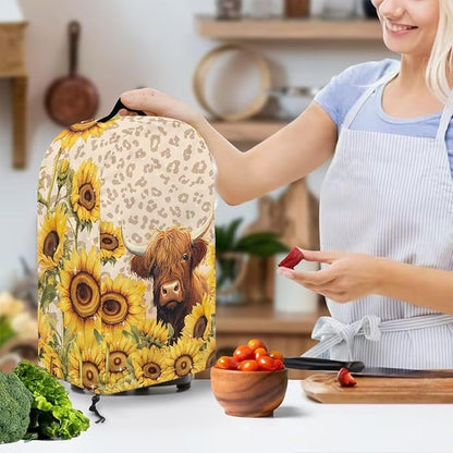 Leopard Cow Sunflower Blender Cover Stand Mixer Covers Anti Fingerprint Dust Covers Juicer Cover for Home Kitchen Universal Appliance